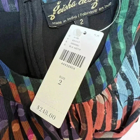 Geisha Designs Anthropologie Size 2 "Kalinka" Women's Black Motif Maxi Dress NWT - Picture 7 of 7